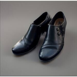 Clarks Collection Black Leather Ankle Booties Women’s 8.5 Wide